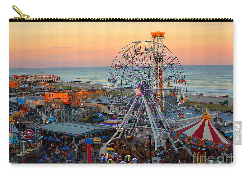 Ferris Wheel Zip Pouch featuring the photograph Ocean City Castaway Cove and Music Pier by Beth Ferris Sale