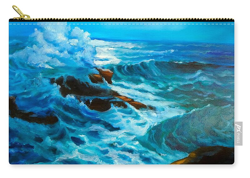Ocean Zip Pouch featuring the painting Ocean Deep by Jenny Lee