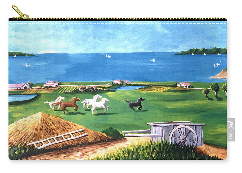 Ocean Ranch Zip Pouch featuring the painting Ocean Ranch by Lance Headlee