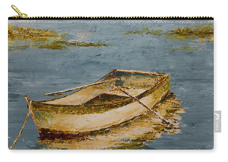 Blue Zip Pouch featuring the painting Ocean Row Boat by Katrina Nixon