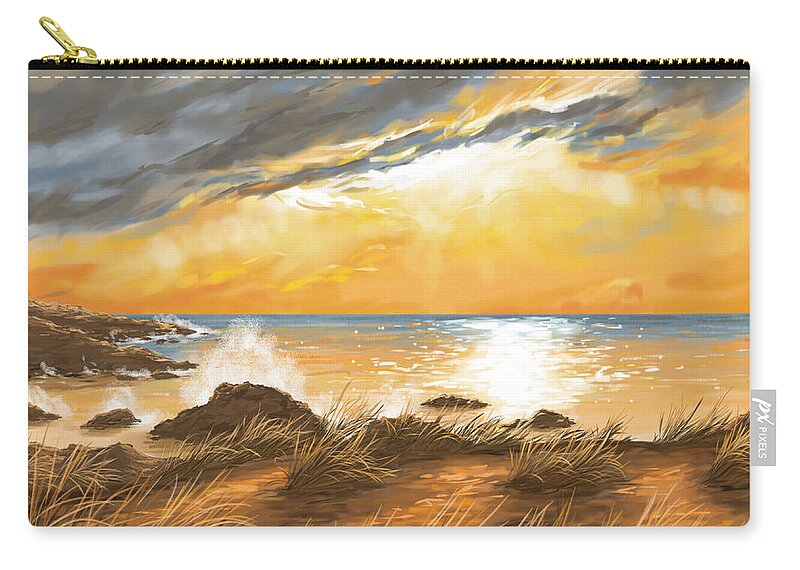Sunset Zip Pouch featuring the painting Ocean by Veronica Minozzi