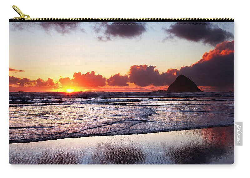 Brookings Zip Pouch featuring the photograph Oceanside Blaze by Darren White