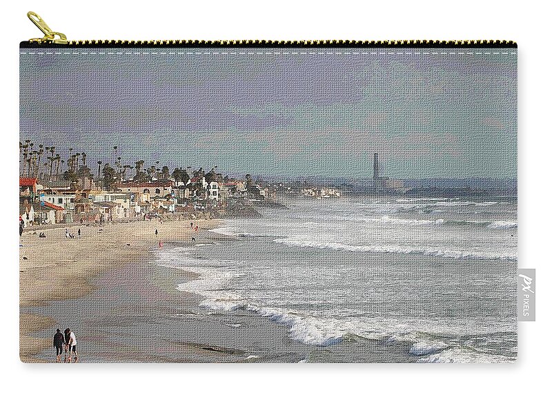 Oceanside South Of Pier Zip Pouch featuring the photograph Oceanside South Of Pier by Tom Janca