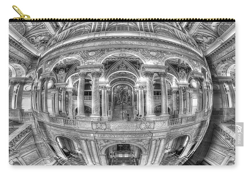 Mc Escher Carry-all Pouch featuring the painting Ode To MC Escher Library of Congress Orb by Tony Rubino