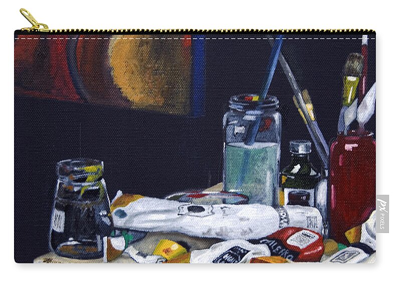 Still Life Zip Pouch featuring the painting Oils Still Life by James Lavott
