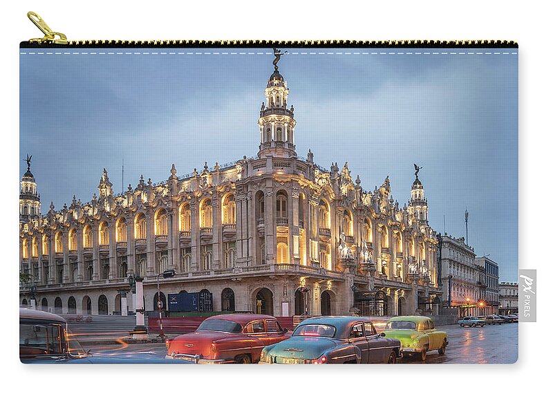Tranquility Zip Pouch featuring the photograph Old American Cars And The Cuban by Buena Vista Images
