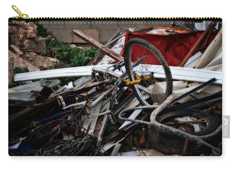 Bikes Zip Pouch featuring the painting Old Bikes - Series I by Doc Braham
