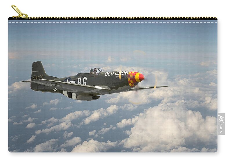 Aircraft Zip Pouch featuring the digital art P51 Mustang - 'Old Crow' by Pat Speirs