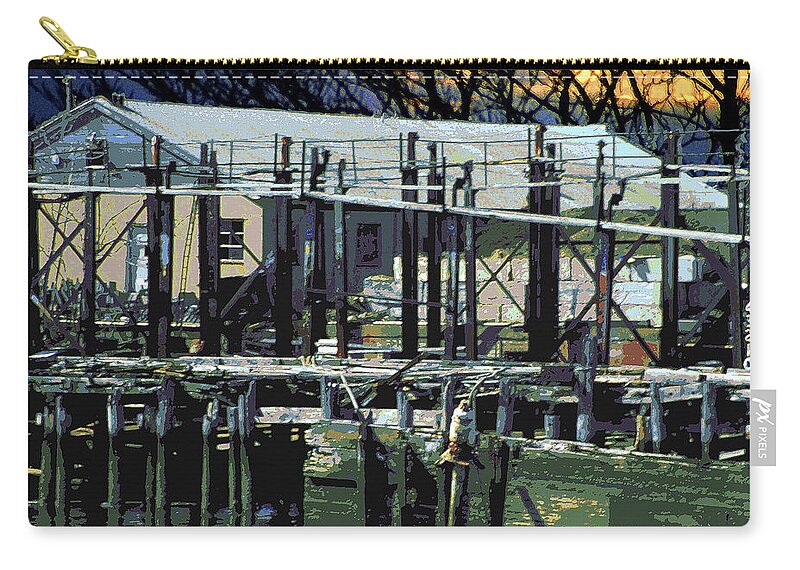 Water Zip Pouch featuring the photograph Old Dock by Bob Slitzan