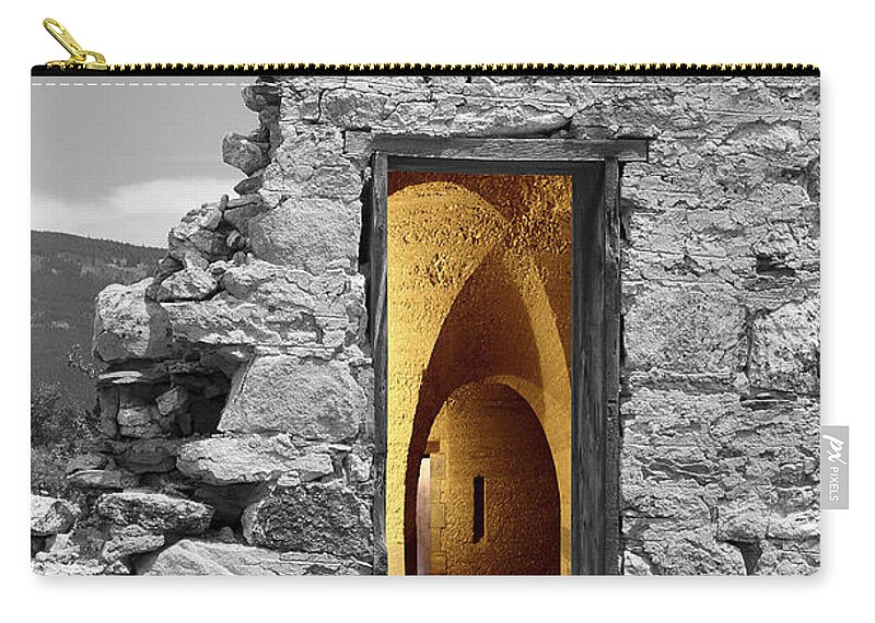 Montages Zip Pouch featuring the photograph Old Fort Through The Magic Door by Greg Wells