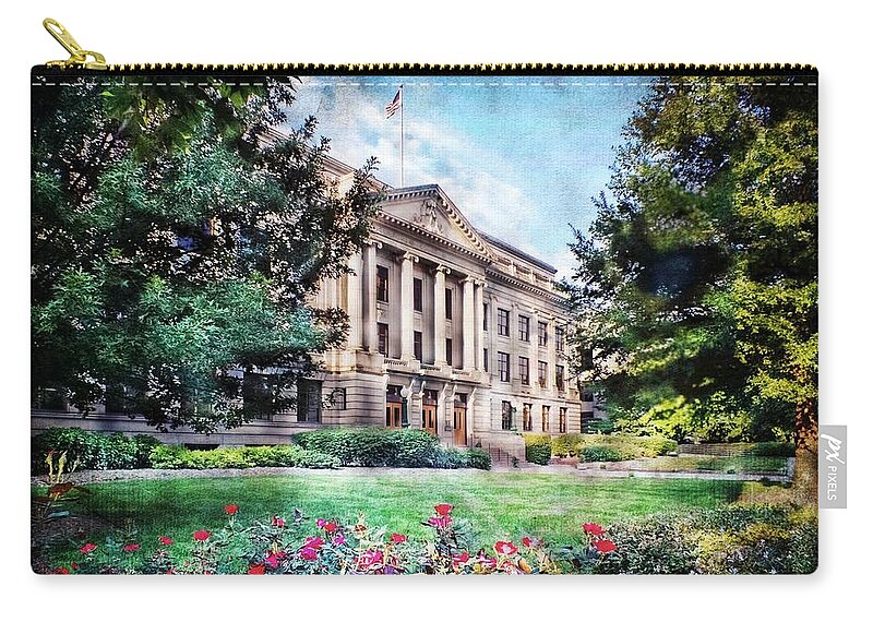 Old Guilford County Courthouse Zip Pouch featuring the photograph Old Guilford County Courthouse Summertime by Melissa Bittinger