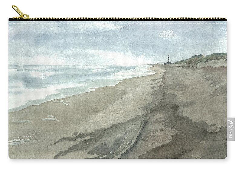 Obx Zip Pouch featuring the painting Old Hatteras Light by Joel Deutsch