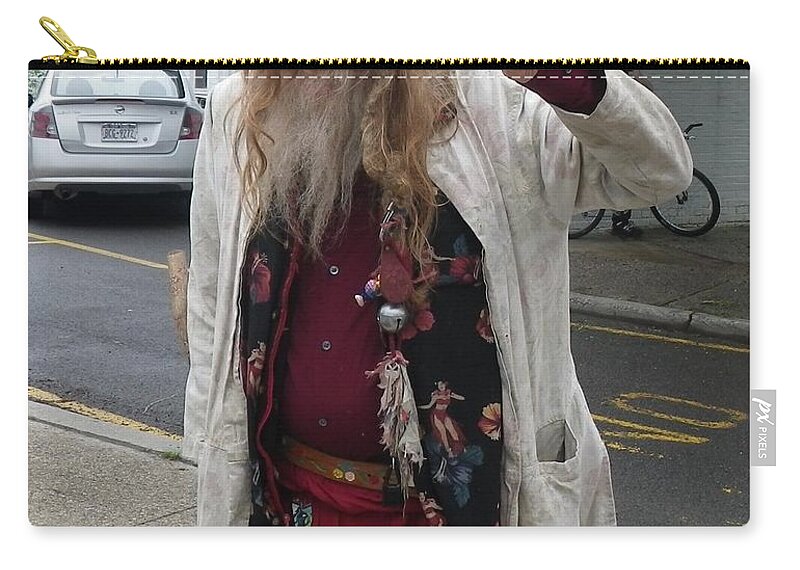 Old Man Zip Pouch featuring the photograph Old Hippie in Woodstock NY by Anna Ruzsan