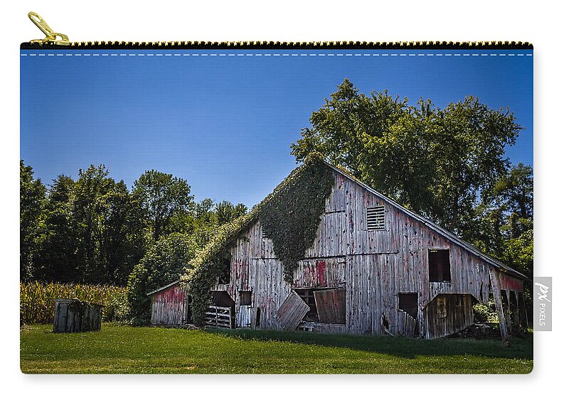 Art Zip Pouch featuring the photograph Old Red Barn by Ron Pate