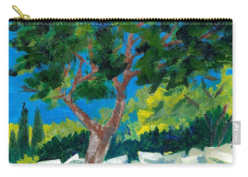 Trees Carry-all Pouch featuring the painting Old Ruins at Rhodes by Adele Bower