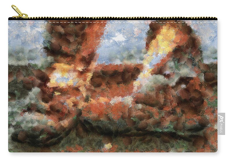 Boots Zip Pouch featuring the painting Old Snow Boots by Inspirowl Design