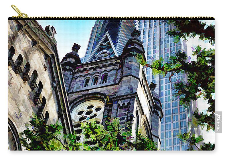 Old Stone Church Zip Pouch featuring the photograph Old Stone Church - Cleveland Ohio - 1 by Mark Madere