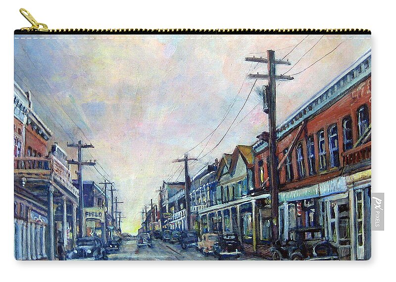 Acrylic Zip Pouch featuring the painting Old Virginia City by Donna Tucker