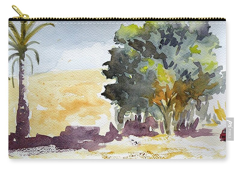 Olive Tree In Crete Zip Pouch featuring the painting Olive tree in Crete by Uma Krishnamoorthy