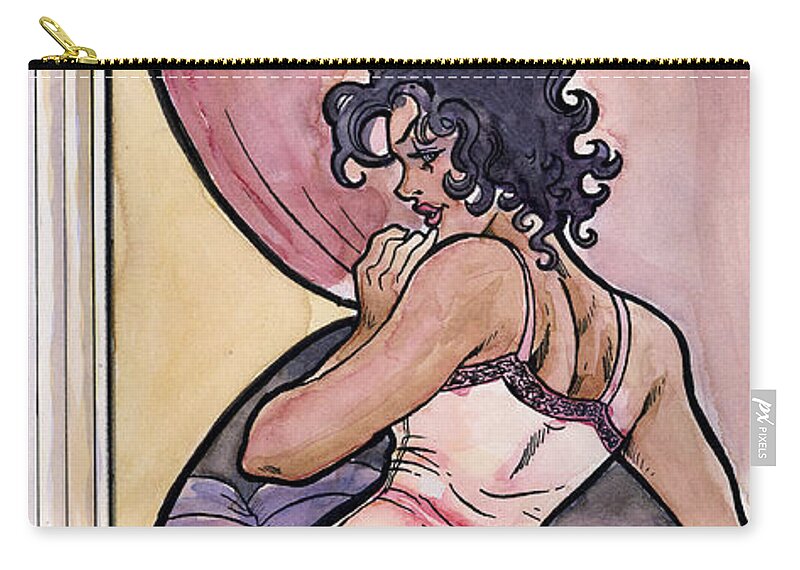 Beautiful Zip Pouch featuring the drawing Olivia by John Ashton Golden