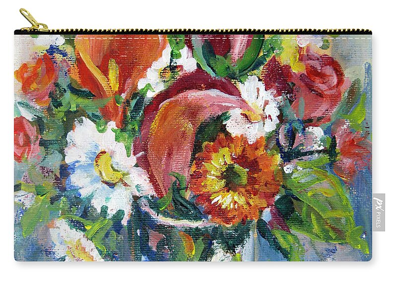 Flowers Zip Pouch featuring the painting On Board Infinity by Ingrid Dohm