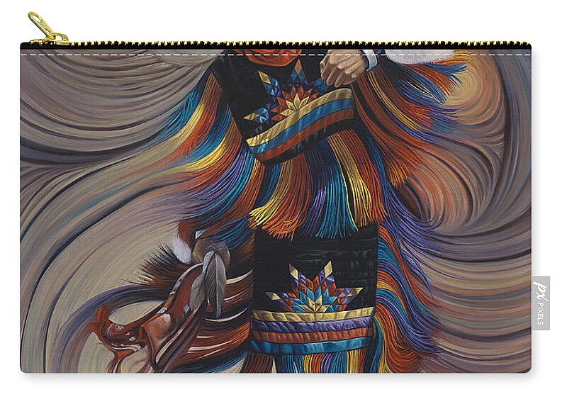 Native-american Zip Pouch featuring the painting On Sacred Ground Series II by Ricardo Chavez-Mendez