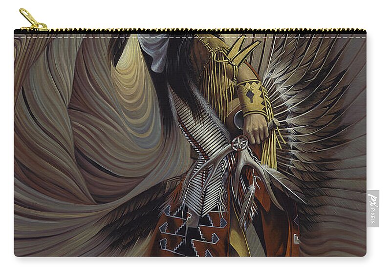 Native-american Zip Pouch featuring the painting On Sacred Ground Series IIl by Ricardo Chavez-Mendez
