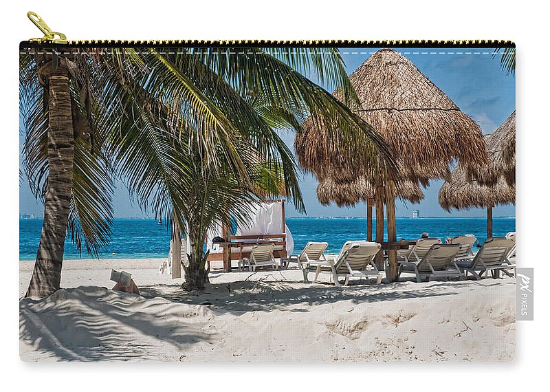 Isla Mujeres Mexico Beach Carry-all Pouch featuring the photograph White Sandy Beach in Isla Mujeres by Ginger Wakem