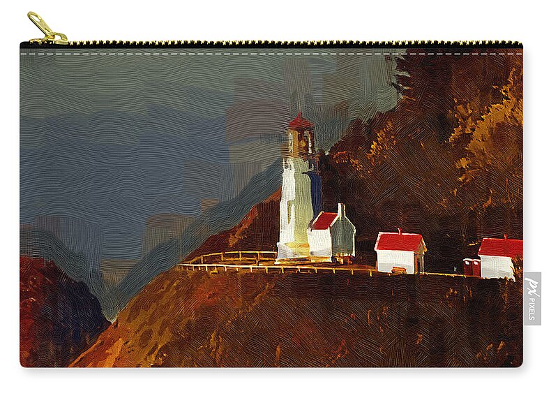 Lighthouse Carry-all Pouch featuring the painting On The Bluff by Kirt Tisdale