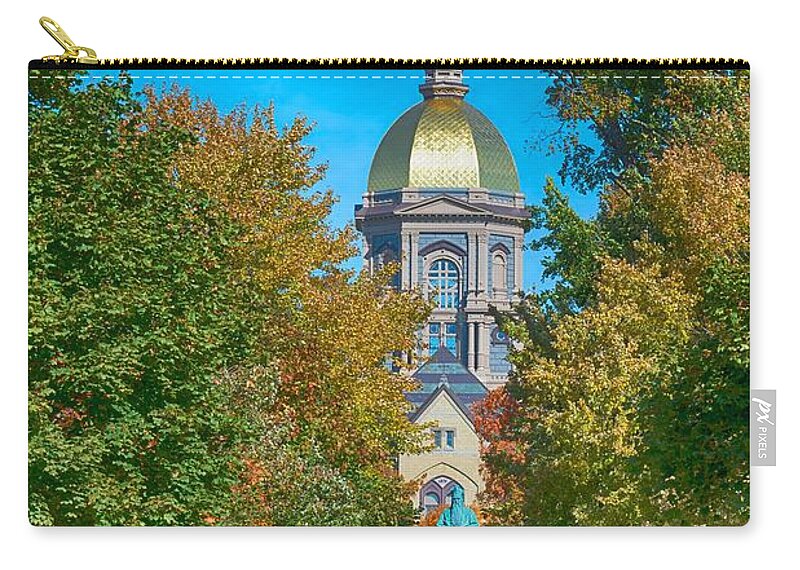 University Of Notre Dame Zip Pouch featuring the photograph On the Campus of the University of Notre Dame by Mountain Dreams