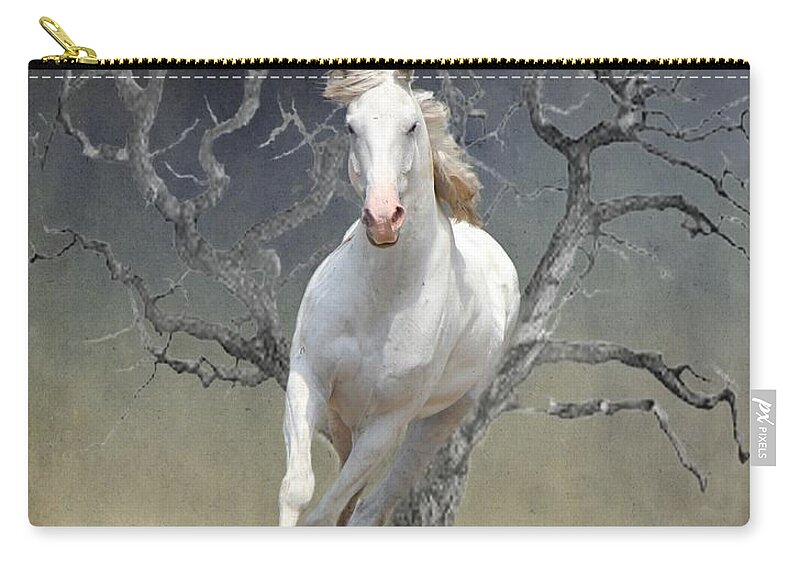 Animal Zip Pouch featuring the photograph On The Run by Davandra Cribbie