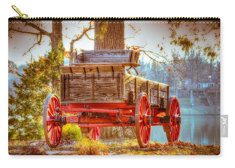 Wagon Zip Pouch featuring the photograph Wagon - Rustic - Once Upon a Time Before Pickups by Barry Jones