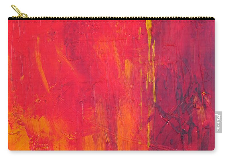 Yellow Zip Pouch featuring the painting One Big Coverup by Paulette B Wright