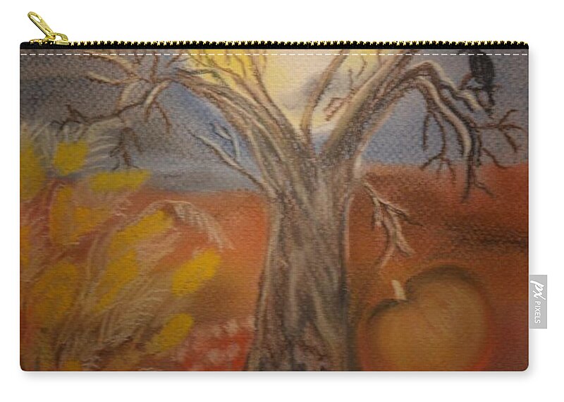 One Hallowed Eve Zip Pouch featuring the pastel One Hallowed Eve by Maria Urso