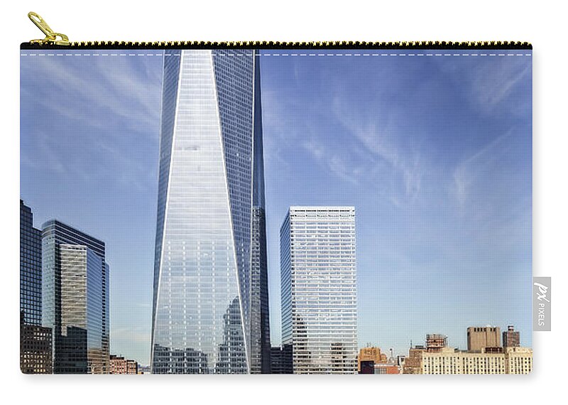 World Trade Center Carry-all Pouch featuring the photograph One World Trade Center Reflecting Pools by Susan Candelario