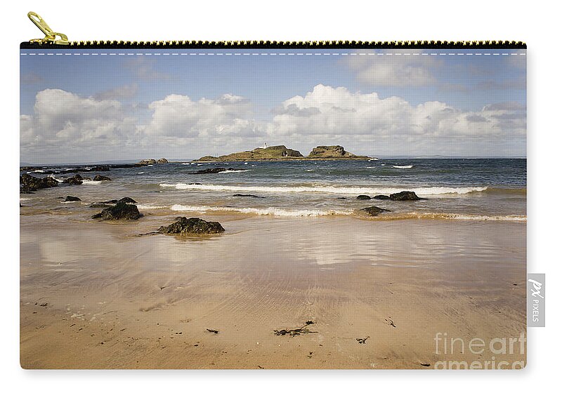 Fidra Lighthouse And Seashore Zip Pouch featuring the photograph Only clouds from skies by Elena Perelman