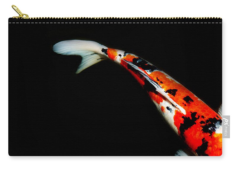 Koi Zip Pouch featuring the photograph Orange and Black Koi by Rebecca Cozart