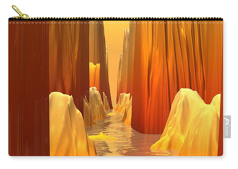 Orange Zip Pouch featuring the digital art Orange Canyon Pass by Phil Perkins