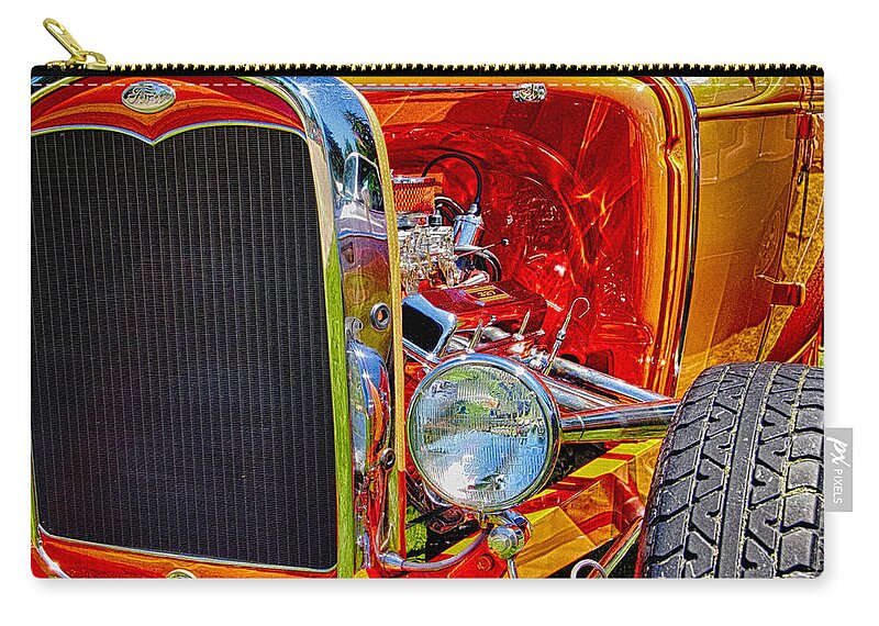Hot Rod Zip Pouch featuring the photograph Orange ford by Ron Roberts