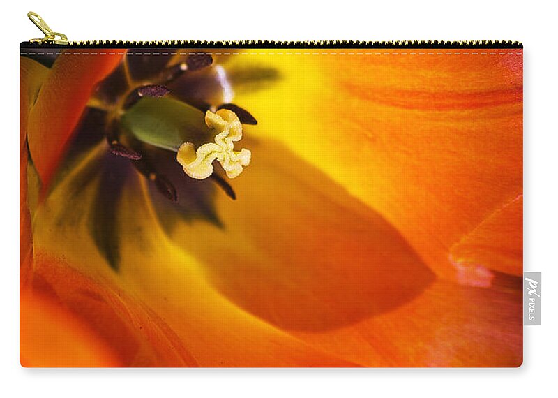Tulip Zip Pouch featuring the photograph Orange Tulip by Alex Art