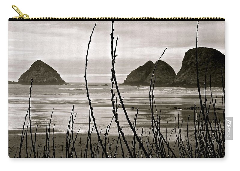  Zip Pouch featuring the digital art Oregon Seascape by Milton Thompson