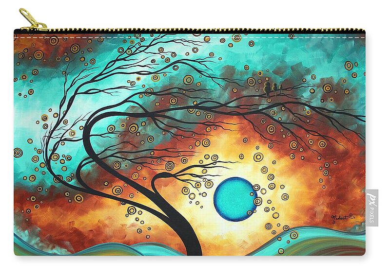 Abstract Zip Pouch featuring the painting Original Bold Colorful Abstract Landscape Painting FAMILY JOY II by MADART by Megan Aroon