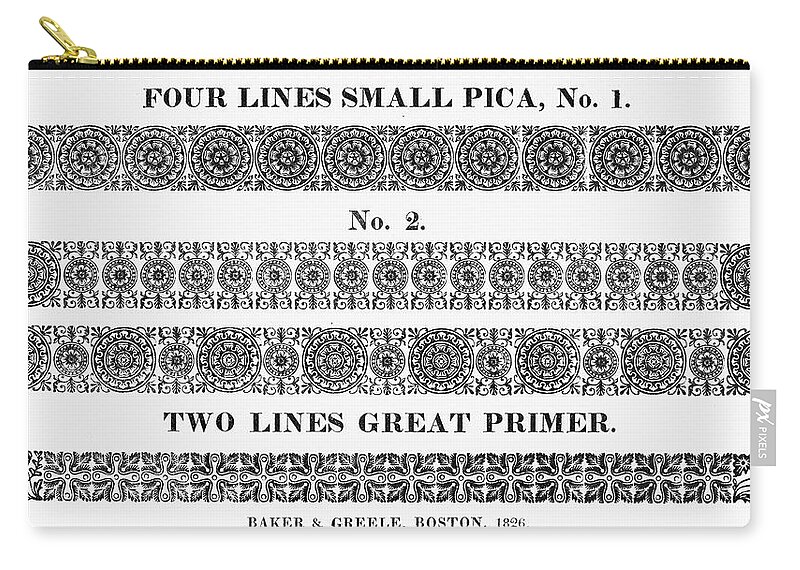 1826 Zip Pouch featuring the painting Ornamental Border, 1826 by Granger