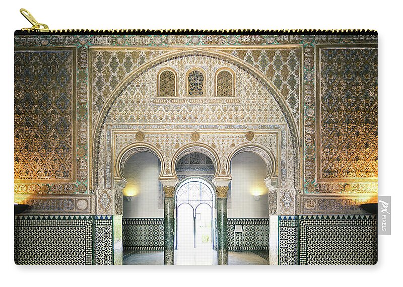 Arch Zip Pouch featuring the photograph Ornate Door Inside The Alcazar Palace by Matteo Colombo