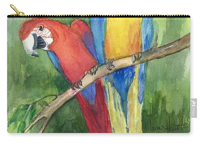 Birds Carry-all Pouch featuring the painting Lunch in the Wild by Maria Hunt