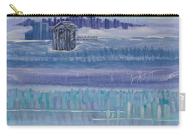 Out House In Nowhere Zip Pouch featuring the painting Out house in nowhere by Barbara St Jean