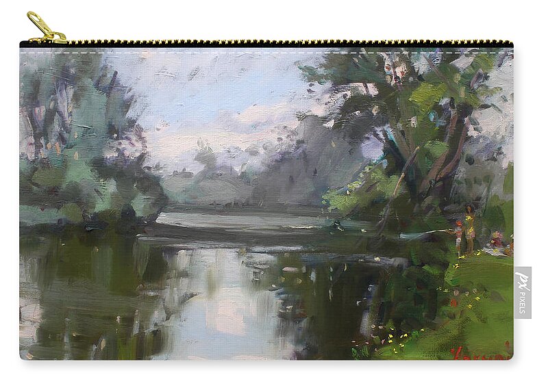 Outdoors Zip Pouch featuring the painting Outdoors at Hyde Park by Ylli Haruni