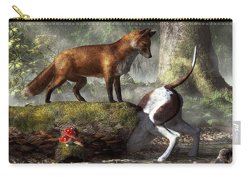 Outfoxed Zip Pouch featuring the digital art Outfoxed by Daniel Eskridge