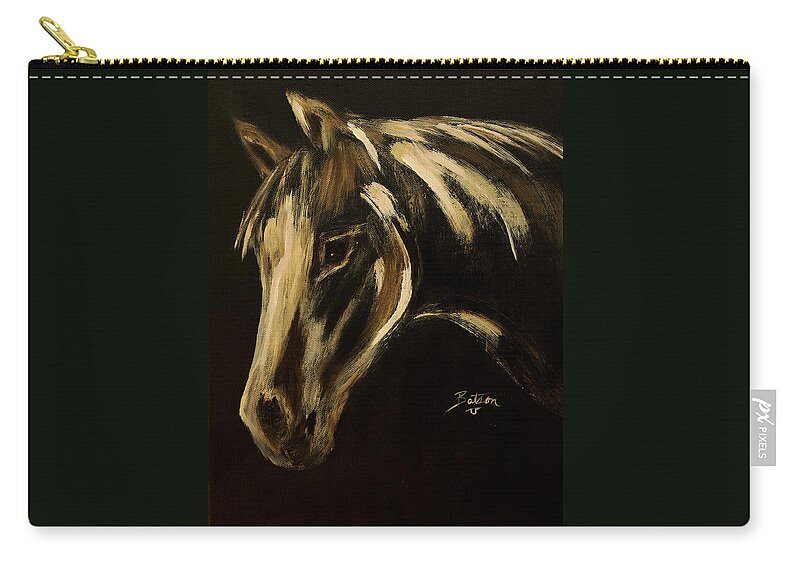 Ranch Horse Zip Pouch featuring the painting Outlaw by Barbie Batson