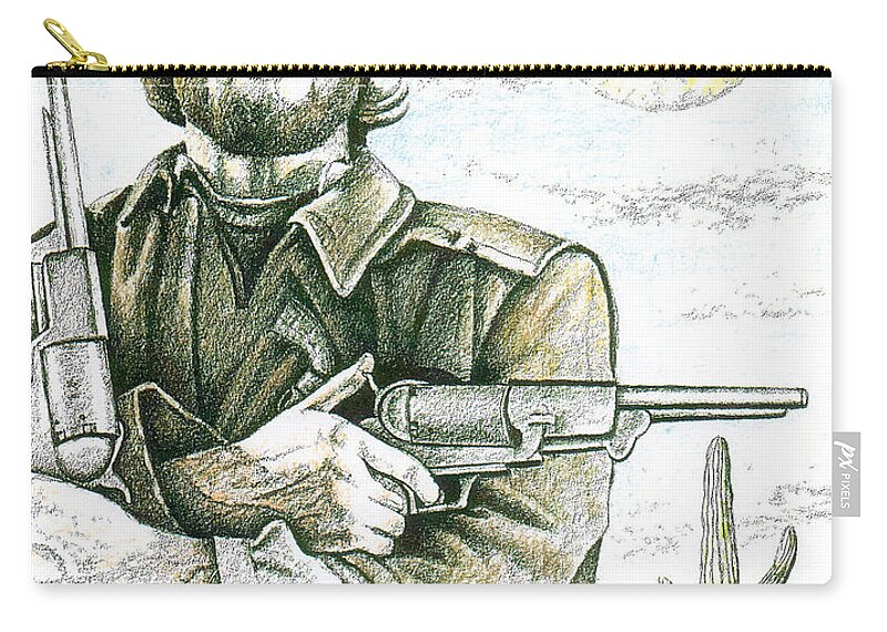 Art Zip Pouch featuring the drawing Outlaw Josey Wales by Bern Miller